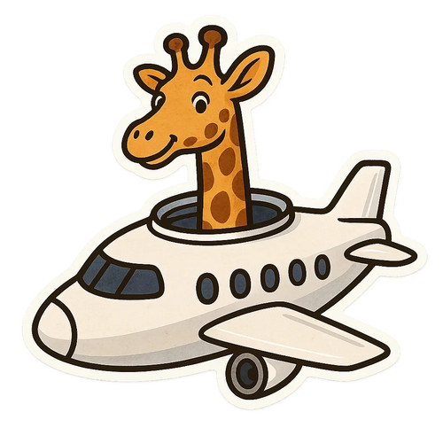 Giraffe plane sticker funny - giraffe,