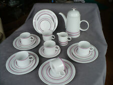 Melitta Friesland Jeverland rosa lila Streifen-Dekor Kaffeeservice 6 Personen