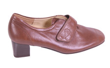 Fasan Damen Schuhe Leder Gr. 37,5 braun  Wechselfußbett Klettverschluss CR145