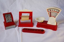 Geobra Kaufmannsladen Kasse Waage Gewichte Papierabroller 50er-Jahre Puppenstube