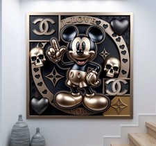 XL LEINWAND BILD ER BIS 140x140x5 MICKY-MAUS TOTENKÖPFE DISNEY WANDBILD 3D-OPTIK