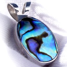 ABALONE PAUA Anhänger & Verschluss 29mm SILBER 925 KOMBI clasp pendant EVO1 C