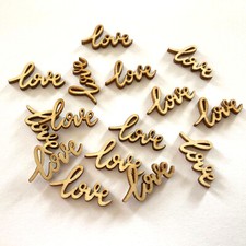 28 Stk. love Holz Streudeko Streuteile vintage boho Hochzeitsdeko Scrapbooking