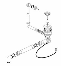 Blanco Ablaufgarnitur 1 x 3,5'' Sieb mit Bowdenzug Überlauf rund