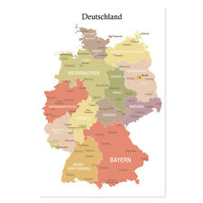 Postereck - 4083 - Deutschlandkarte: Bundesländer, Städte & Grenzen Wanddeko
