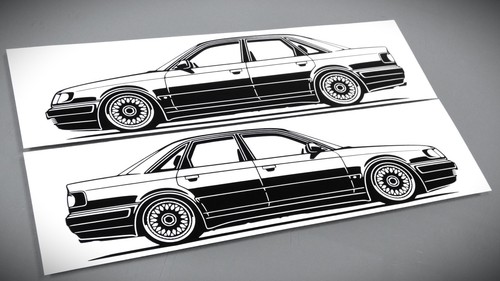 Audi 100 sticker silhouette - audi,