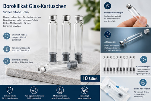 10x borosilikat glaskartuschen - 10x, borosilikat-glaskartuschen