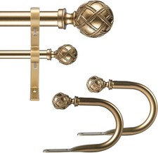 Gardinia Gardinenstange verstellbar 121-213cm 25,4mm Ø Gold für schwere Vorhänge