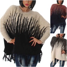 Damen Poncho Pullover Glitzer