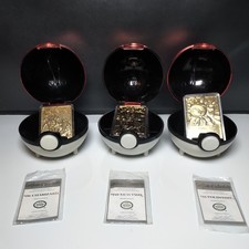 3 x Pokemon 23 Karat Gold-Plated Trading Cards Nintendo Glurak Mewtwo Quaputzi