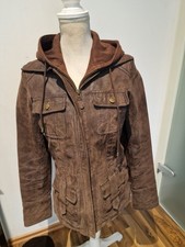 Biaggini Echtleder-Jacke Lederjacke Gr.36 braun abnehmb. Kapuze Pork-Velourleder