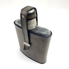 Vintage Flachmann Leder Set |