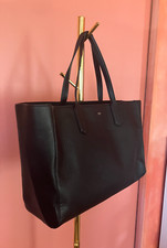 Tasche Shopper f. Laptop Designer Boss schwarz  veganes Leder sehr geräumig NEU 