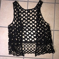 Shirt Tunika Made In Italy Schwarz 38/40 Häkelweste Häkel Weste Top Shirt