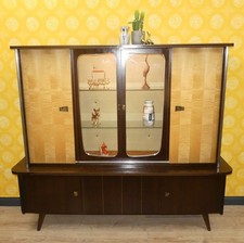60er Jahre Wohnzimmerschrank "Fulda" Vitrine beleuchtet Barschrank 180 cm Buffet