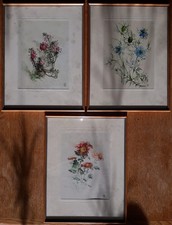 3 Bilder mit Blumen, signiert mit LOK oder OLK oder LKO