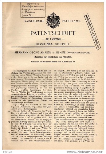 Original patentschrift h g - original,