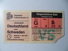 Deutschland-Schweden 1974 DFB Länderspiel Ticket Eintrittskarte Hamburg 1550