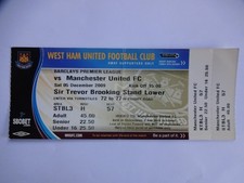 2009/10 Premier League West Ham United - Manchester United Ticket Stub