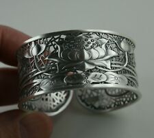 Armspange 999 Sterling Silber Tibet Lotus Buddhismus Armreif
