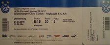 TICKET UEFA EL 2016/17 Grasshopper Club Zürich - Reykjavik KR