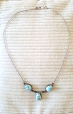 Halskette echt Silber mit Larimar Steinen 54 cm hellblau silber fast neu