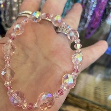 Perlenarmband mit div. funkelnden geschliffenen Glasperlen mit Swarovski 22cm