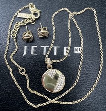 Elegantes Jette Joop Schmuck Set 925 Silber Kette AnhängerOhrringe Vergoldet