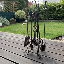 Edelstahl Kaminbesteck Kamingarnitur Kaminset 4-teilig schwarz