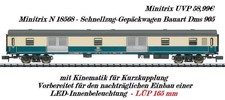 Minitrix N 18568 Personen-Schnellzug-Gepäckwagen Dms 905 der DB - Neu in OVP