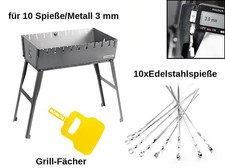 Mangal Grillkoffer Holzkohlegrill 10 Spieße+10 Spieße |Campinggrill Metall 3mm