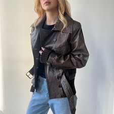 Vintage braune Lammlederjacke