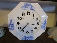 Antik Küchenuhr Porzellan holländisches Motiv blau Wanduhr