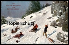 ALTE KÜNSTLER POSTKARTE NEUJAHR WINTER SCHLITTEN KINDER new year nouvel an hiver