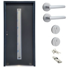 Ausstellungstür #TT01 Stahl Nebeneingangstür mit Zarge NBT56 DIN Links 90x200 cm