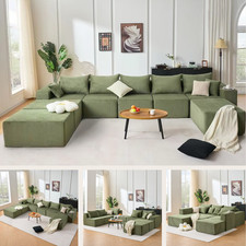 8-Pc Green Sectional Sofa w/