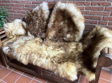 Merino Lammfell Schaffell Fell Teppich Weiß Braun Geflammt 2. Wahl 70cm-100cm