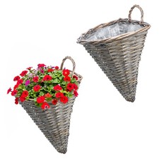 Rattan Wand Blumen Ampel 32 x
