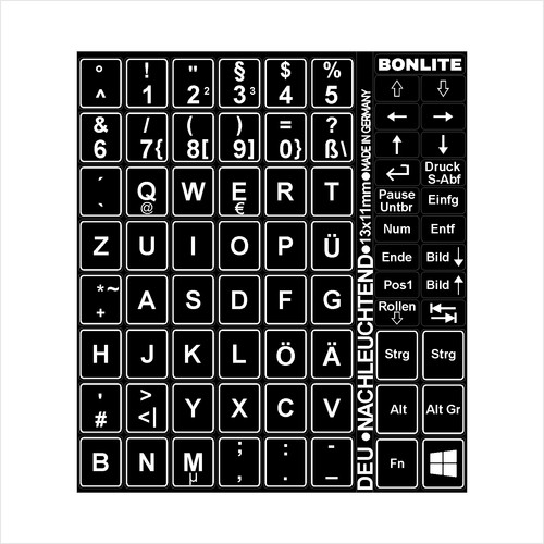 Tastaturaufkleber deutsch lang - tastaturaufkleber,