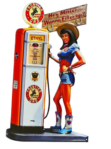 Blechschild gas pin up auto - up,
