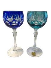 2 Überfang Römer Weinrömer H 19,5 Ø 7,5cm Hellblau Dunkelblau Bleikristall 28240