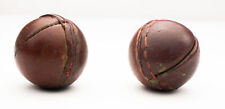 2 x alter Leder Schlagball Wurfball braun Sport Ball Ø 6,3cm Vintage Alt Leather
