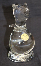 glasblaserei heimbach Deutschland Kristallglas Katzenfigur 11cm hoch mit Aufkleber