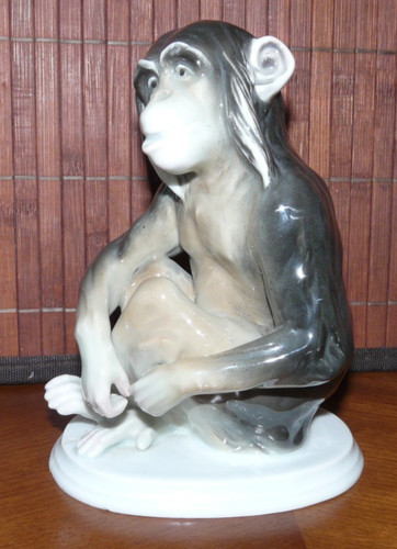 Schimpanse affe porzellanfigur - schimpanse,