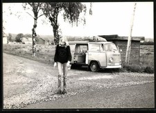 Fotografie Auto Volkswagen VW Bulli T2 Camper mit Kennzeichen Braunschweig, Blo 
