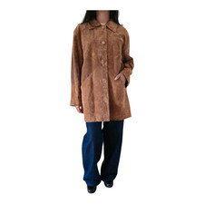 Vintage Wildlederjacke Braun Damen Oversize S‑M‑L Brown Leather Jacket Suede