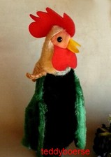 alte Steiff Handpuppe Hahn Hand-Hahn mit Knopf 17 cm 70er Jahre