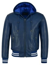 Herren Lederjacke mit Kapuze