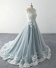 Farbiges Blau Brautkleid