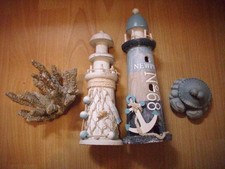 4 tlg. Maritimes Deko Set Leuchttürme, Koralle, Krebs TOP